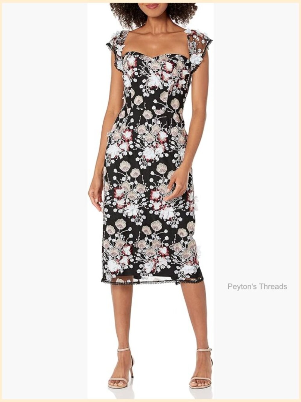 Bodycon Midi Dress with Removable Straps, Center Back Zipper, Minimal Stretch
